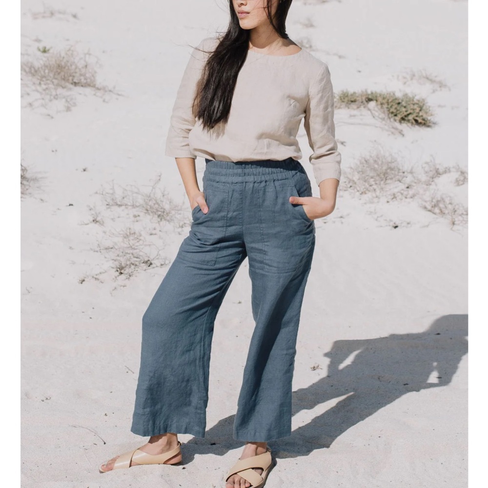 NotPERFECTLINEN WOMENS PUGLIA PANTS HEAVYWEIGHT TOAST SIZE LARGE